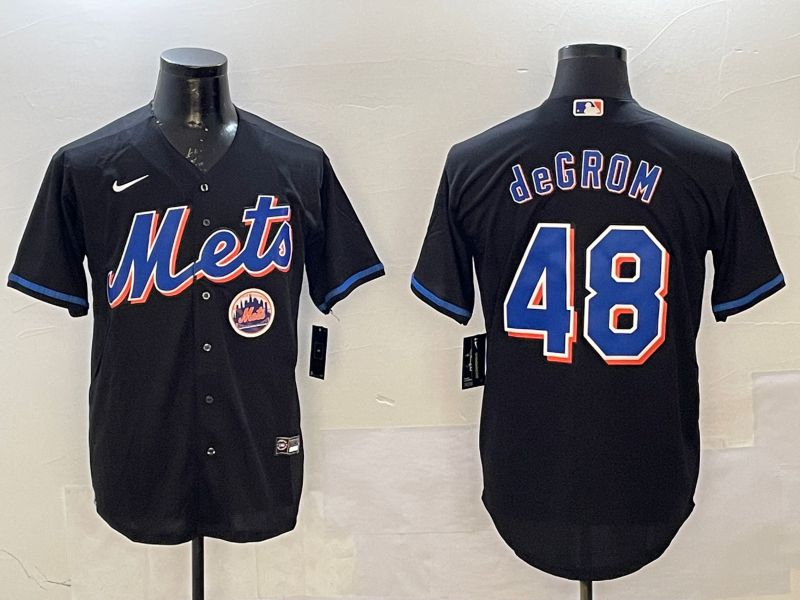 Men New York Mets 48 Degrom Black Game Nike 2025 MLB Jersey style 4